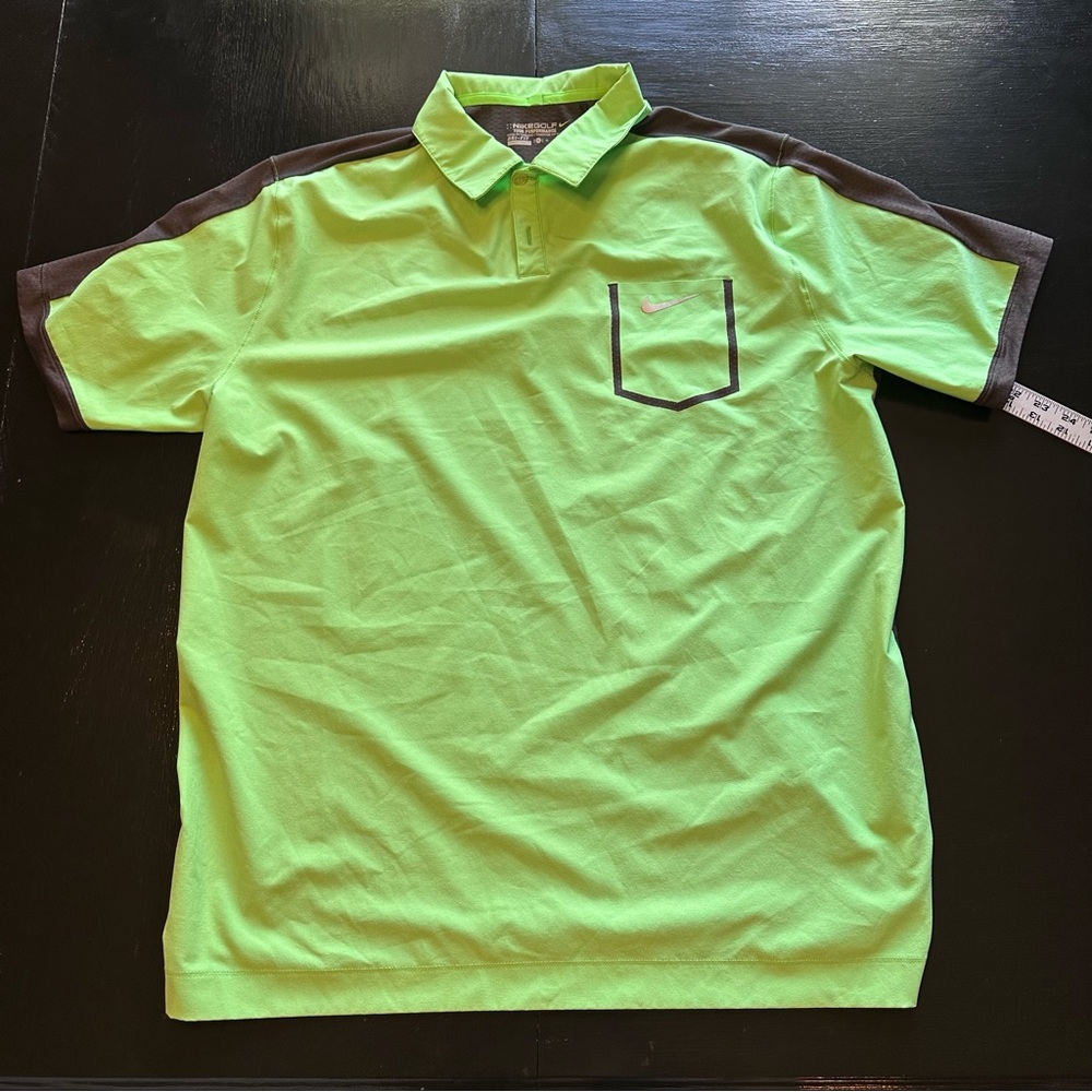 Nike XL Men's Green Polo Shirt Neon Work Shirt Golf High Visibility